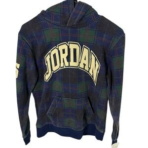 Jordan Navy and Green Plaid Hoodie
